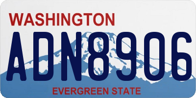 WA license plate ADN8906