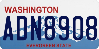 WA license plate ADN8908