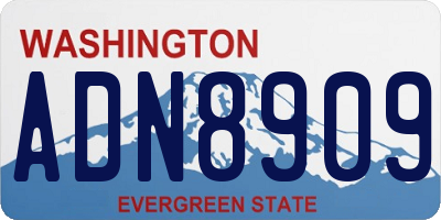 WA license plate ADN8909