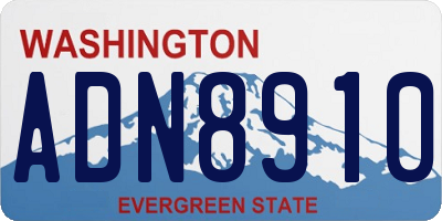 WA license plate ADN8910