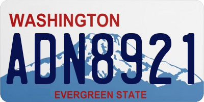 WA license plate ADN8921
