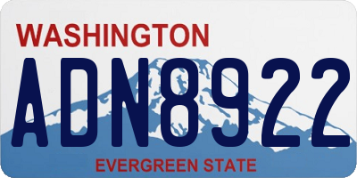 WA license plate ADN8922