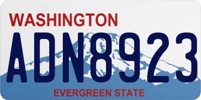 WA license plate ADN8923