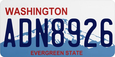 WA license plate ADN8926