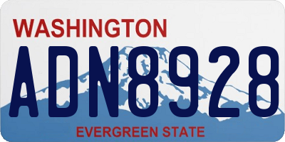 WA license plate ADN8928