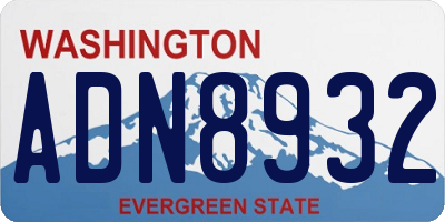 WA license plate ADN8932