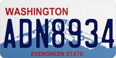 WA license plate ADN8934