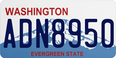 WA license plate ADN8950