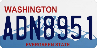 WA license plate ADN8951