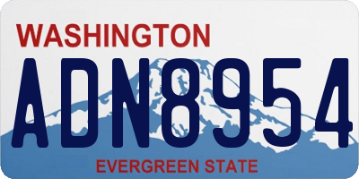 WA license plate ADN8954