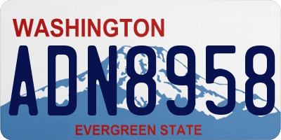 WA license plate ADN8958