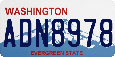 WA license plate ADN8978