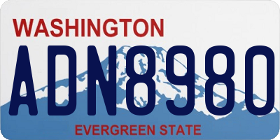 WA license plate ADN8980