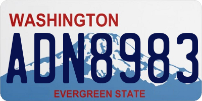 WA license plate ADN8983