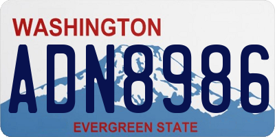 WA license plate ADN8986
