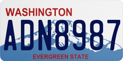 WA license plate ADN8987