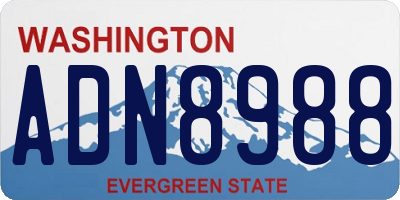 WA license plate ADN8988