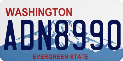 WA license plate ADN8990