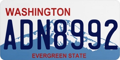 WA license plate ADN8992
