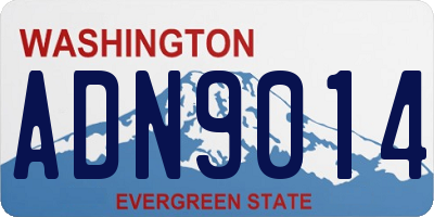 WA license plate ADN9014