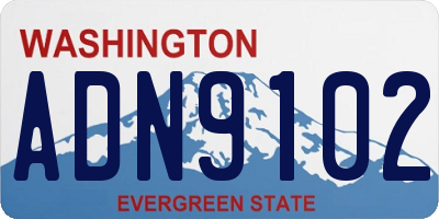 WA license plate ADN9102