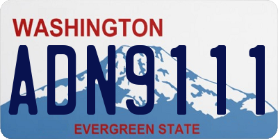 WA license plate ADN9111