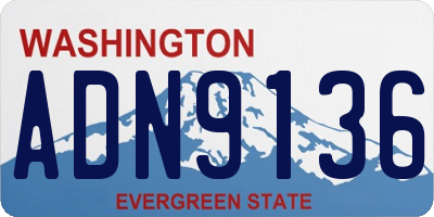 WA license plate ADN9136