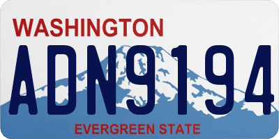 WA license plate ADN9194