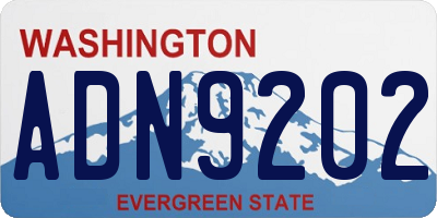 WA license plate ADN9202