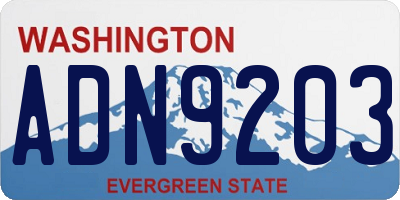 WA license plate ADN9203