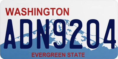 WA license plate ADN9204