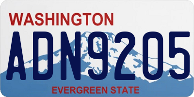 WA license plate ADN9205