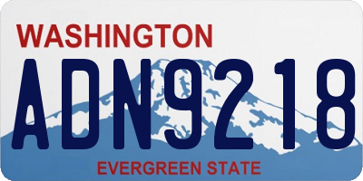 WA license plate ADN9218
