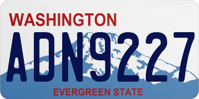 WA license plate ADN9227