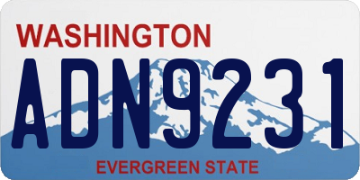 WA license plate ADN9231