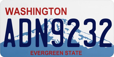 WA license plate ADN9232