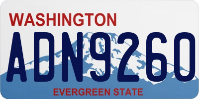 WA license plate ADN9260