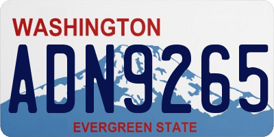 WA license plate ADN9265
