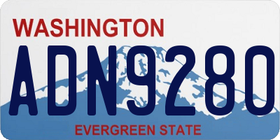WA license plate ADN9280