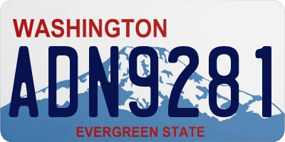 WA license plate ADN9281
