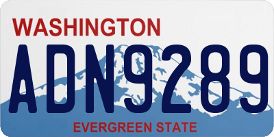 WA license plate ADN9289
