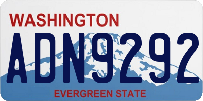 WA license plate ADN9292