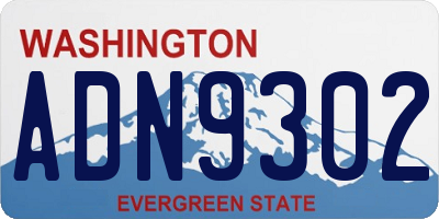 WA license plate ADN9302