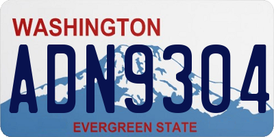 WA license plate ADN9304
