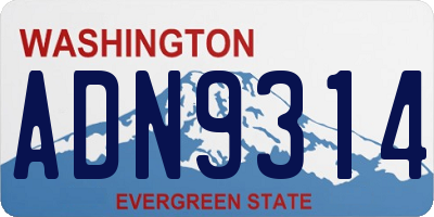 WA license plate ADN9314