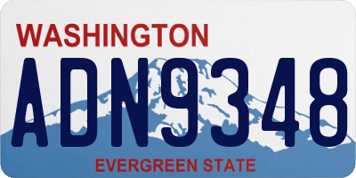 WA license plate ADN9348