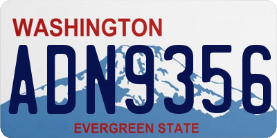 WA license plate ADN9356