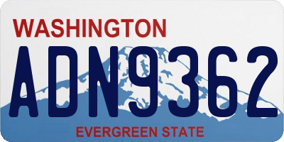 WA license plate ADN9362