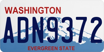 WA license plate ADN9372