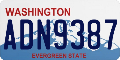 WA license plate ADN9387